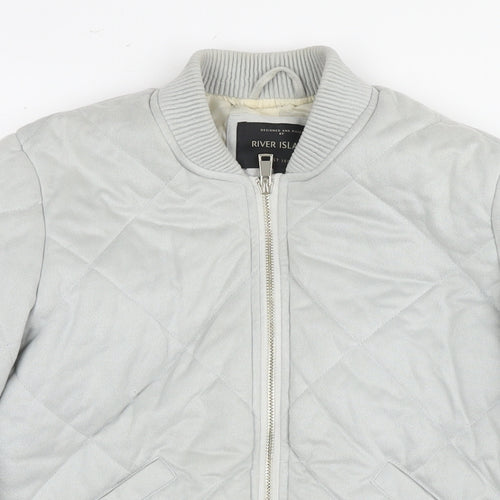 River Island Womens Grey Quilted Coat Size 12 Zip