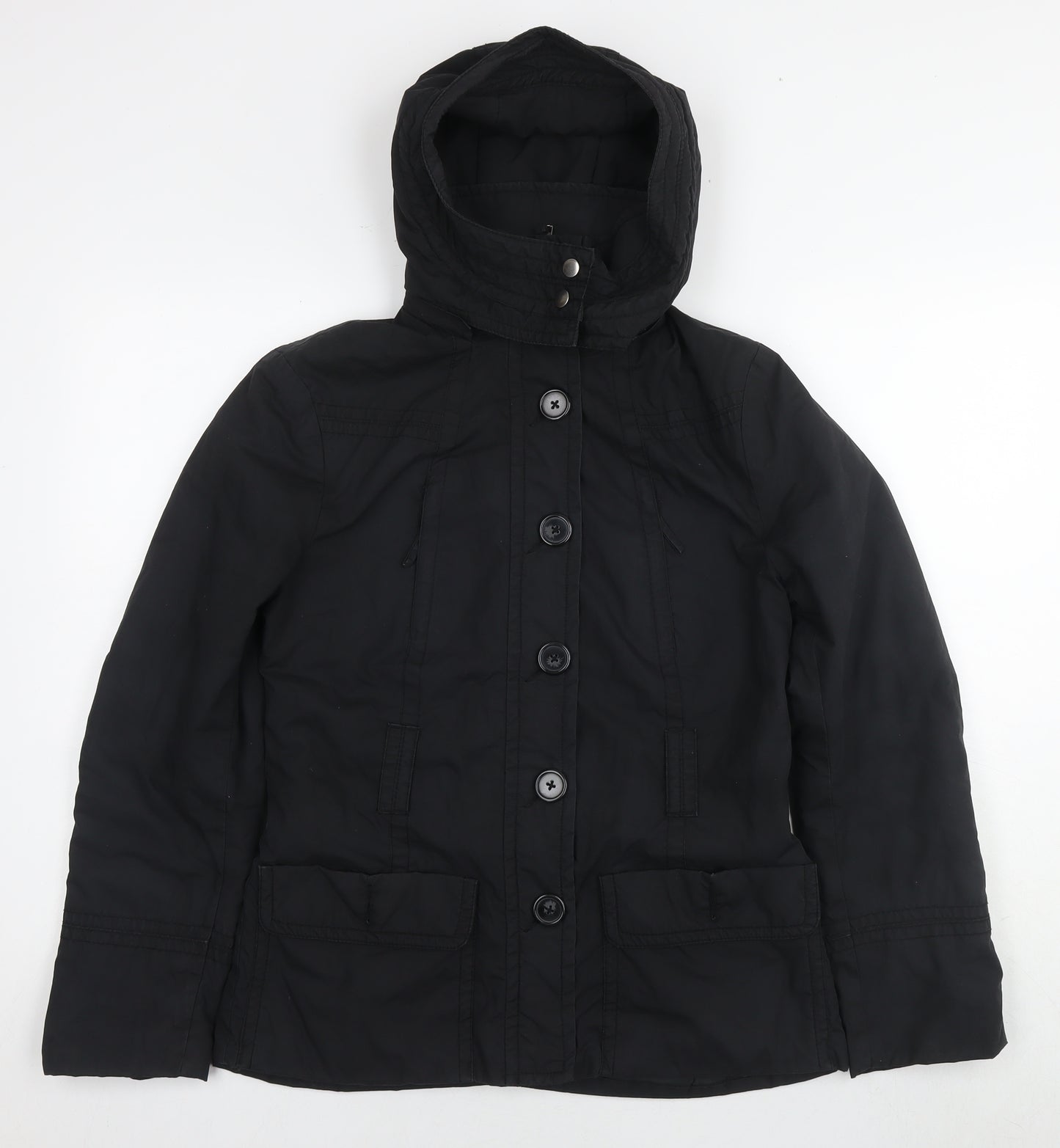 H&M Womens Black Parka Jacket Size 8 Zip