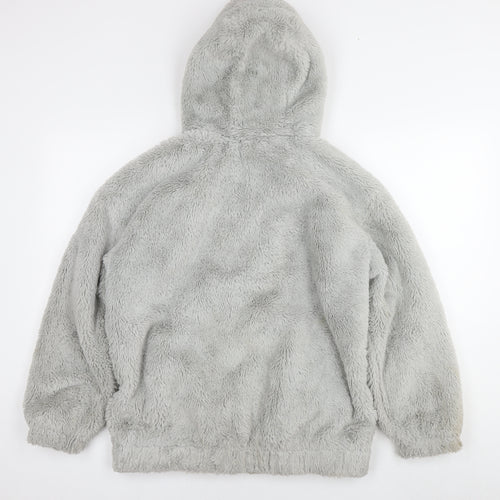 New Look Womens Grey Jacket Size S Zip - Teddy Fleece