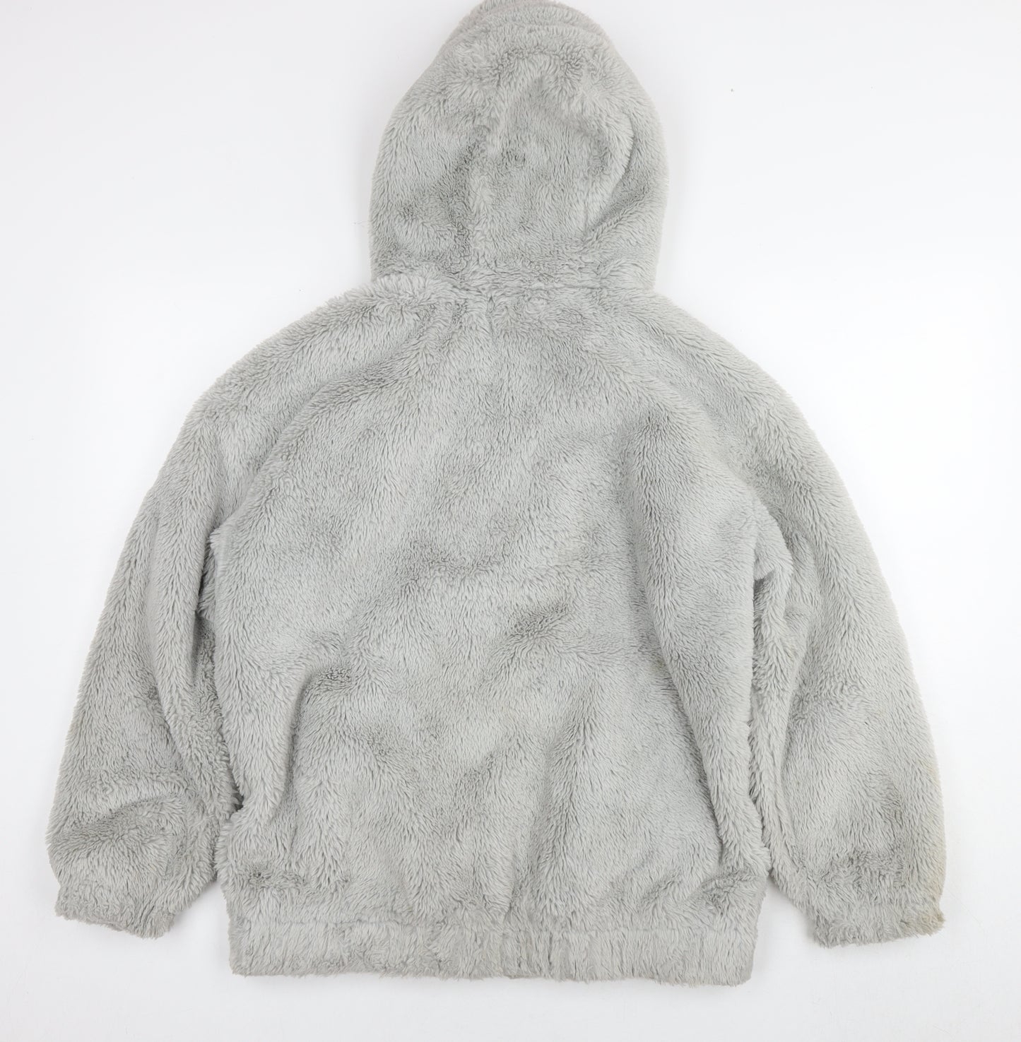 New Look Womens Grey Jacket Size S Zip - Teddy Fleece