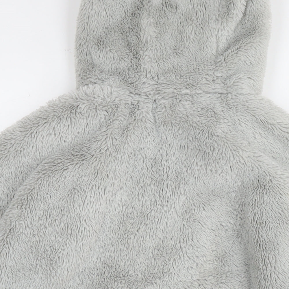 New Look Womens Grey Jacket Size S Zip - Teddy Fleece