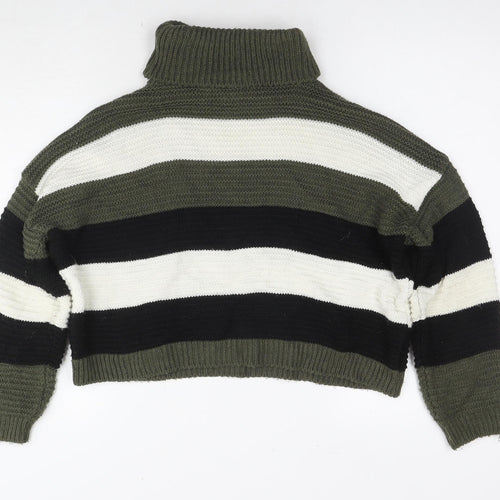 Quiz Womens Multicoloured Roll Neck Striped Acrylic Pullover Jumper Size S