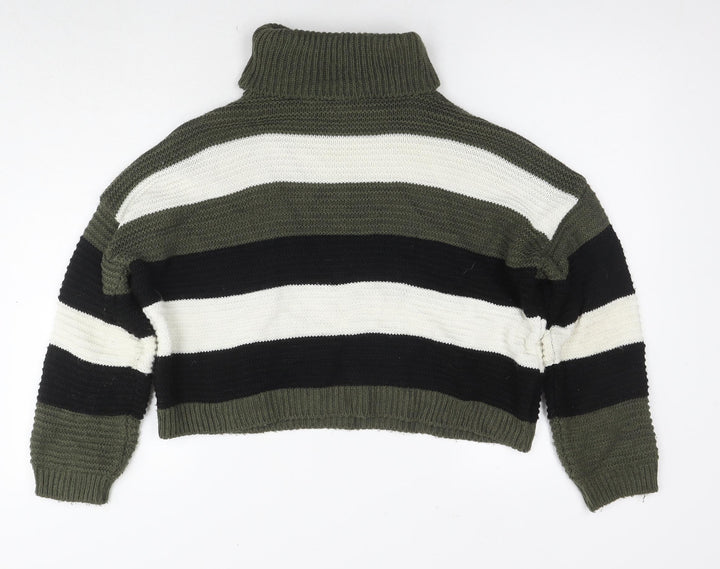 Quiz Womens Multicoloured Roll Neck Striped Acrylic Pullover Jumper Size S