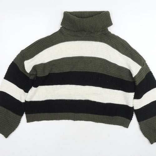 Quiz Womens Multicoloured Roll Neck Striped Acrylic Pullover Jumper Size S