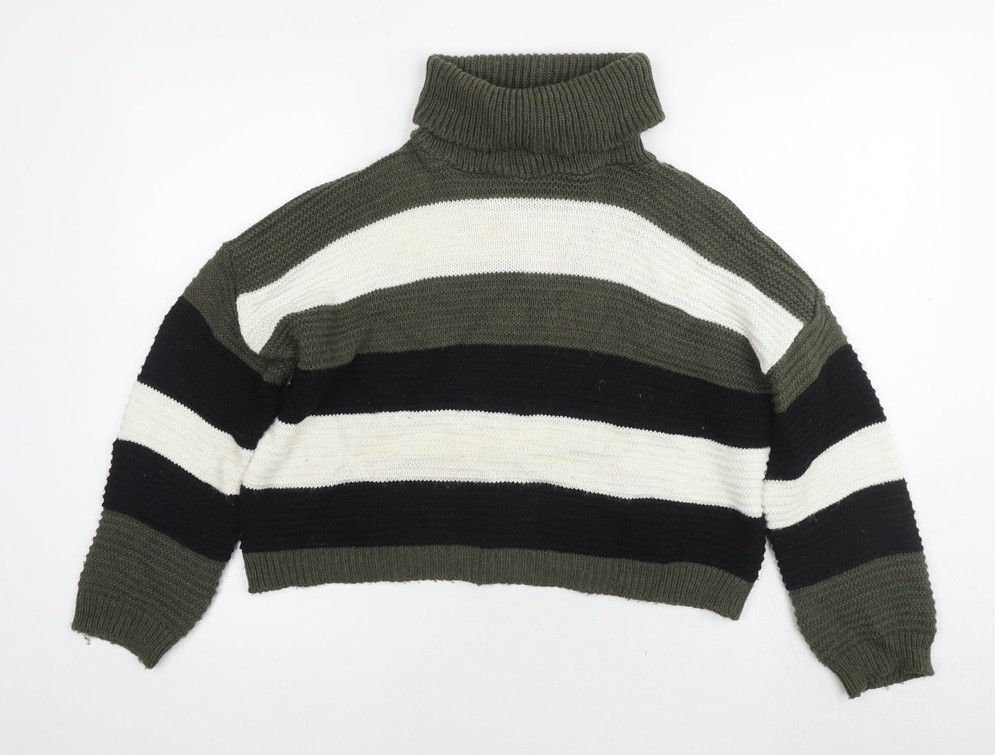 Quiz Womens Multicoloured Roll Neck Striped Acrylic Pullover Jumper Size S