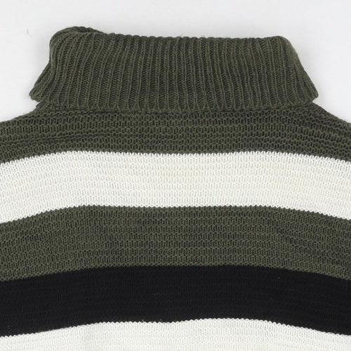 Quiz Womens Multicoloured Roll Neck Striped Acrylic Pullover Jumper Size S