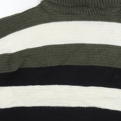 Quiz Womens Multicoloured Roll Neck Striped Acrylic Pullover Jumper Size S
