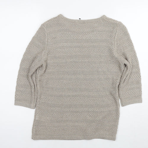 Marks and Spencer Womens Beige Round Neck Acrylic Pullover Jumper Size 12