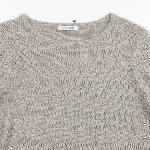 Marks and Spencer Womens Beige Round Neck Acrylic Pullover Jumper Size 12