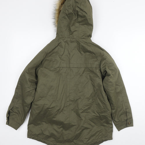 Zara Girls Green Parka Jacket Size 9-10 Years Zip