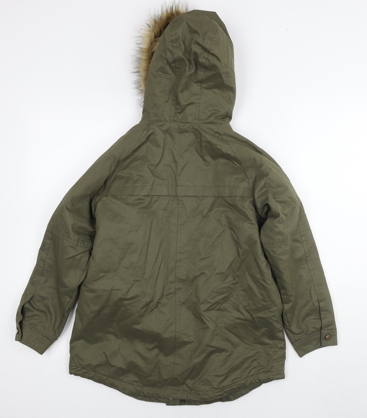 Zara Girls Green Parka Jacket Size 9-10 Years Zip