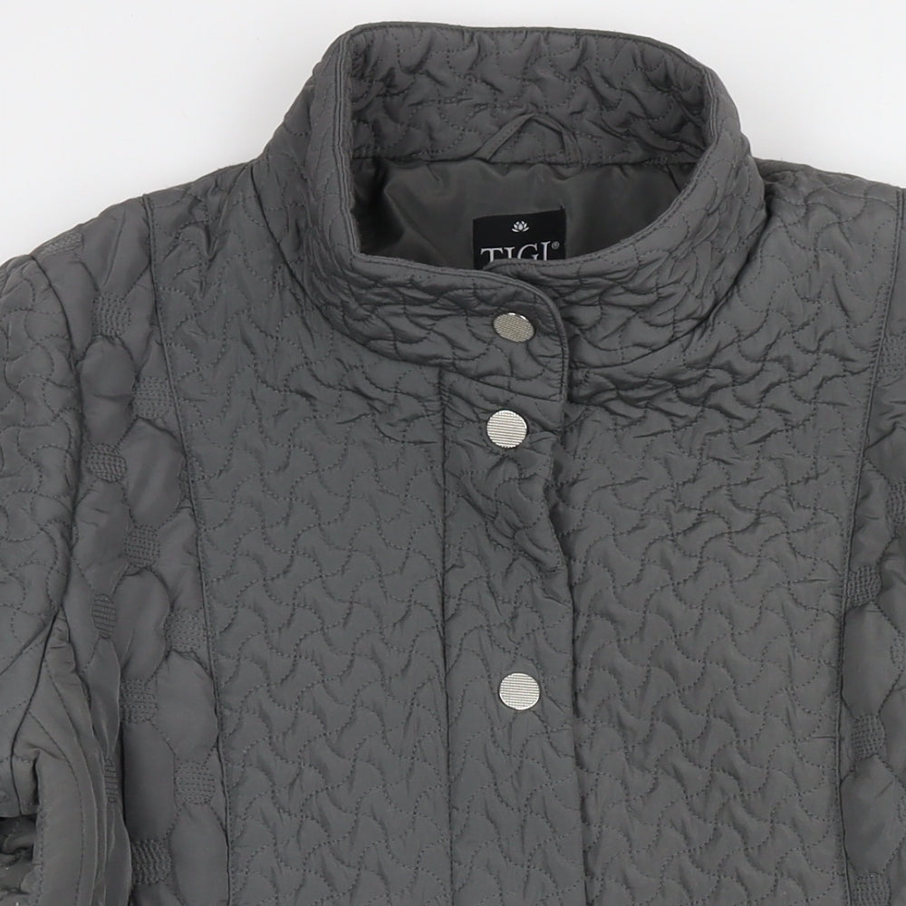 TIGI Womens Grey Quilted Coat Size 18 Zip - Size 18-20