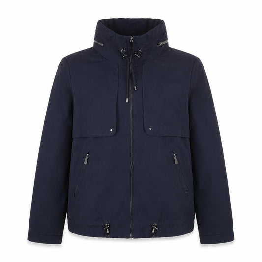 Front view of Principles women’s blue jacket, size UK 12, zip