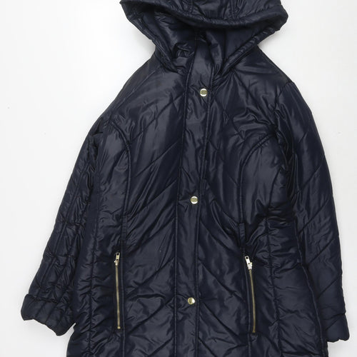 Marks and Spencer Womens Blue Quilted Jacket Size L Zip