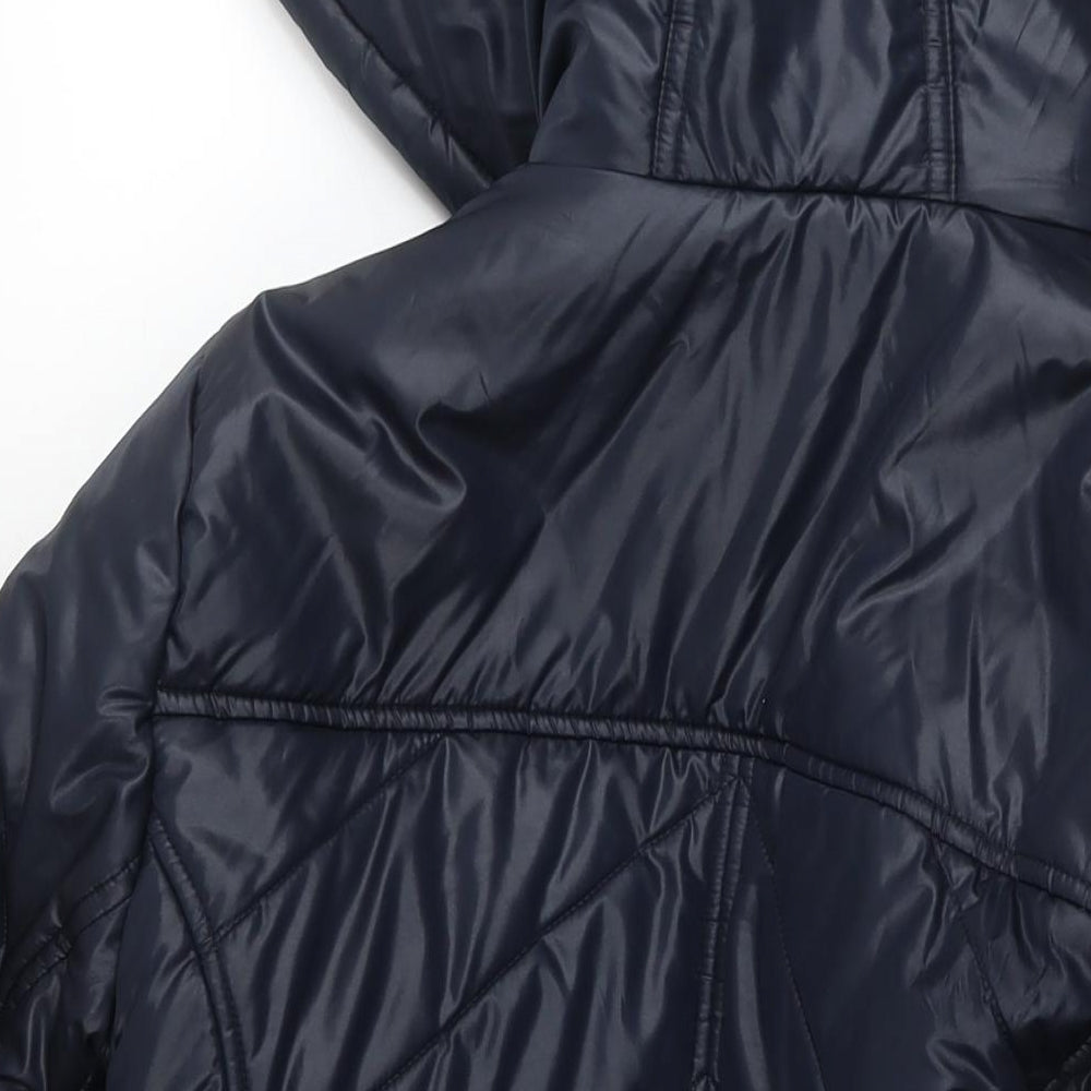 Marks and Spencer Womens Blue Quilted Jacket Size L Zip