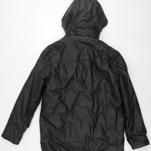 Marks and Spencer Boys Black Parka Coat Size 13-14 Years Zip - Detachable Fleece