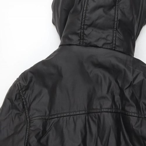 Marks and Spencer Boys Black Parka Coat Size 13-14 Years Zip - Detachable Fleece