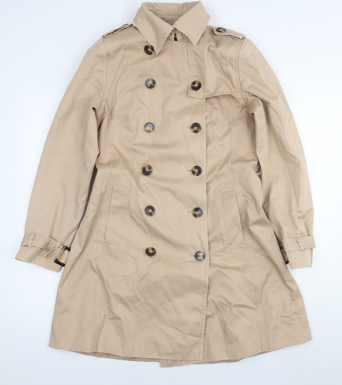 Marks and Spencer Womens Beige Trench Coat Coat Size 12 Button
