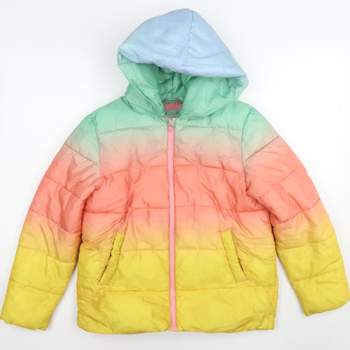 Marks and Spencer Girls Multicoloured Colourblock Puffer Jacket Jacket Size 10-11 Years Zip