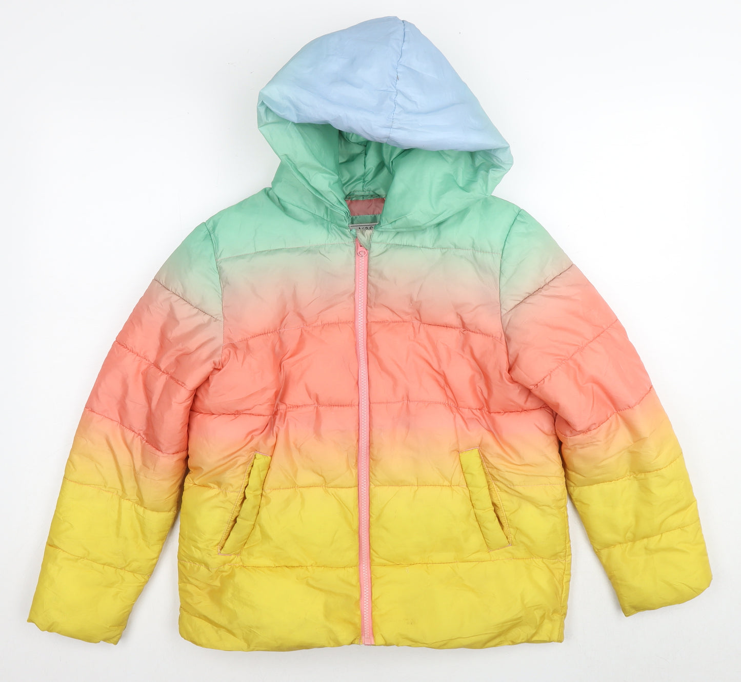 Marks and Spencer Girls Multicoloured Colourblock Puffer Jacket Jacket Size 10-11 Years Zip