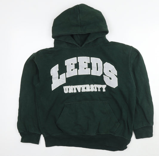 Leeds University Womens Green Polyester Pullover Hoodie Size S Pullover