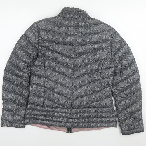 Etage Womens Grey Geometric Puffer Jacket Jacket Size 8 Zip