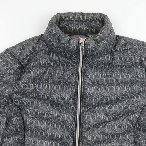 Etage Womens Grey Geometric Puffer Jacket Jacket Size 8 Zip