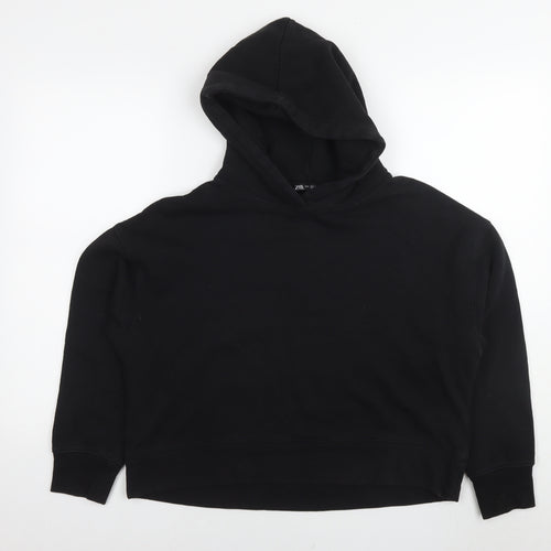 Zara Womens Black Cotton Pullover Hoodie Size S Pullover