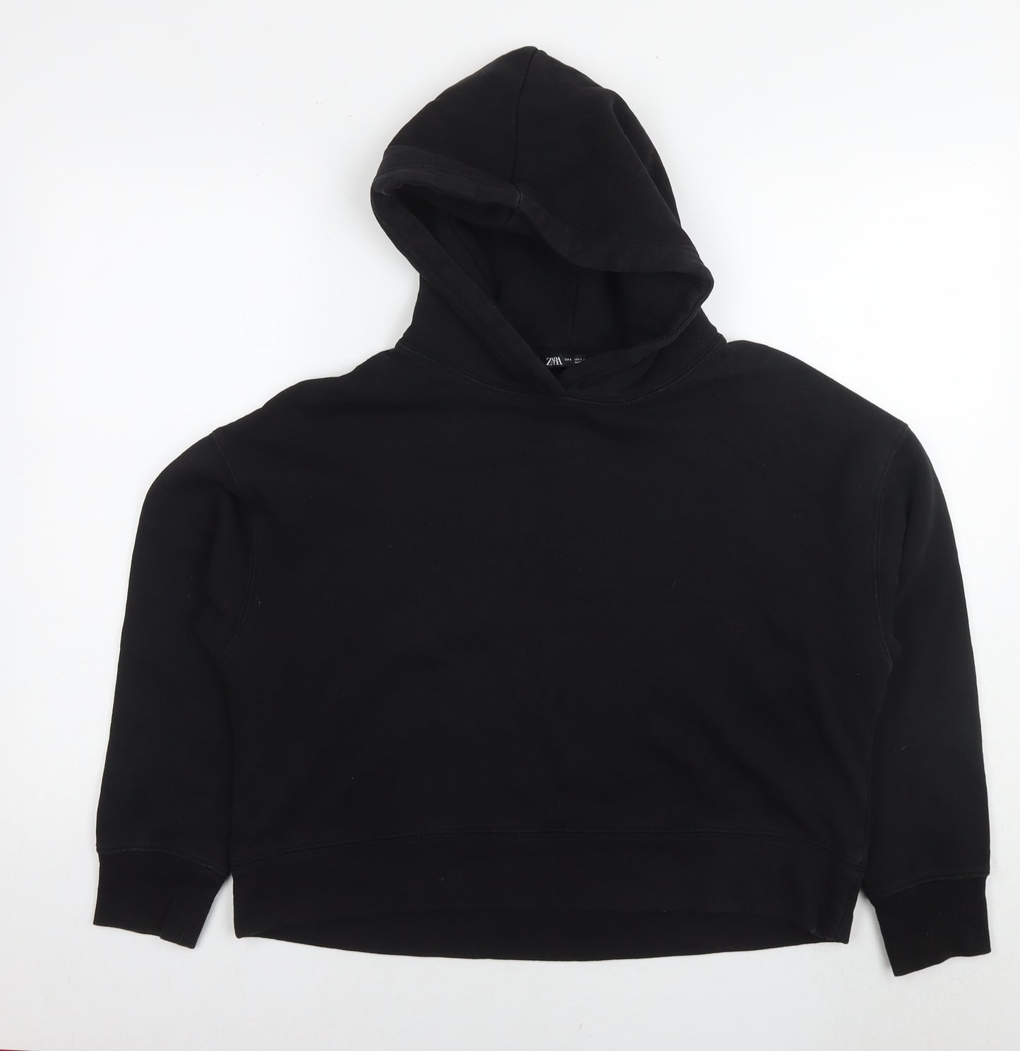 Zara Womens Black Cotton Pullover Hoodie Size S Pullover