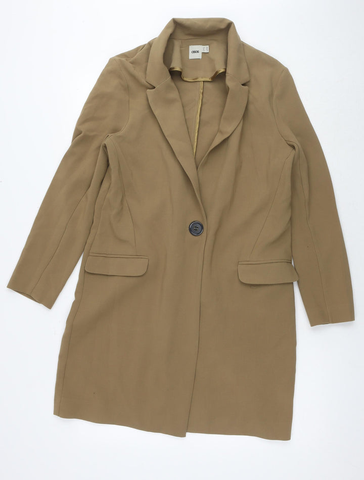 ASOS Womens Brown Overcoat Coat Size 12 Button