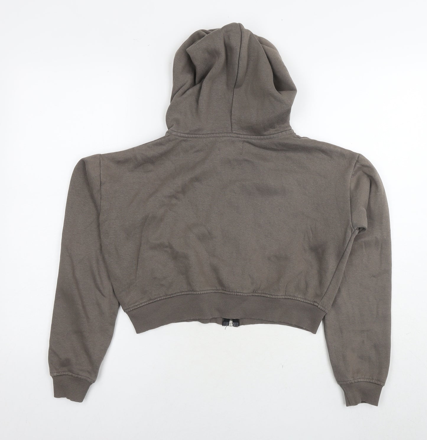 PRETTYLITTLETHING Womens Brown Cotton Full Zip Hoodie Size S Zip
