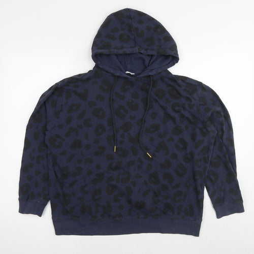 John Lewis Womens Blue Animal Print Cotton Pullover Sweatshirt Size M Pullover - Leopard Print