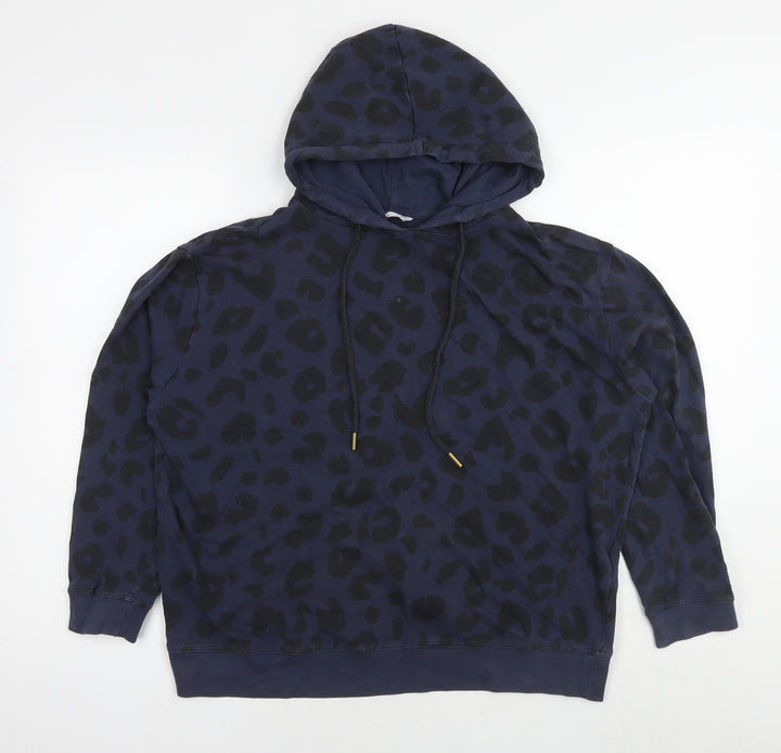 John Lewis Womens Blue Animal Print Cotton Pullover Sweatshirt Size M Pullover - Leopard Print