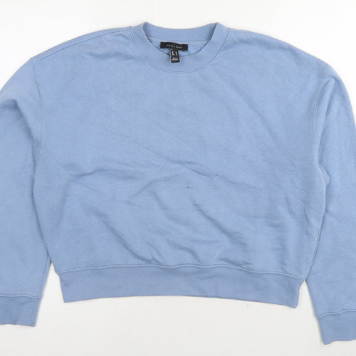 New Look Womens Blue Cotton Pullover Sweatshirt Size M Pullover