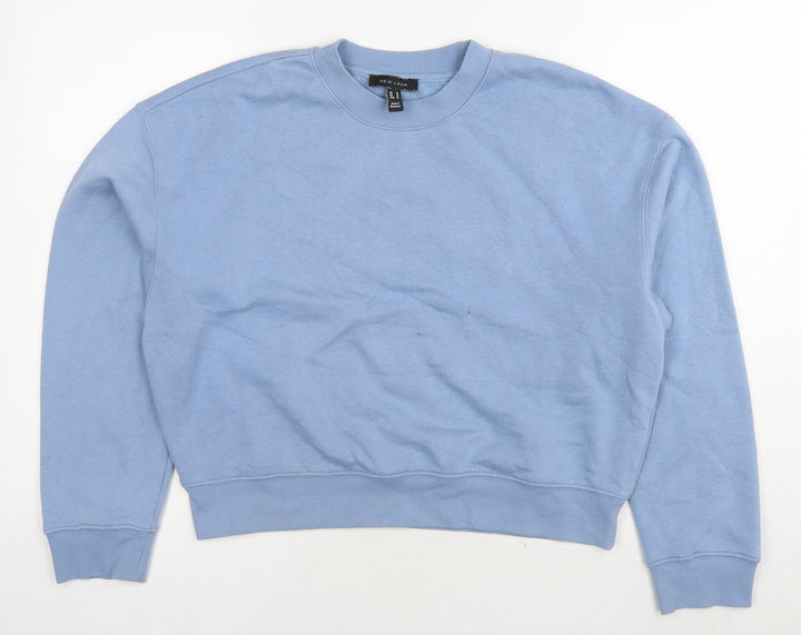 New Look Womens Blue Cotton Pullover Sweatshirt Size M Pullover