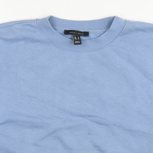 New Look Womens Blue Cotton Pullover Sweatshirt Size M Pullover