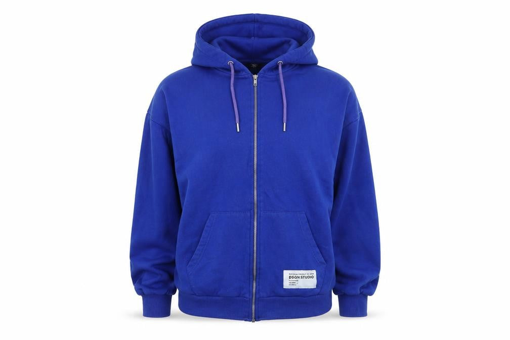 Boohoo Womens Blue Cotton Full Zip Hoodie Size S Zip