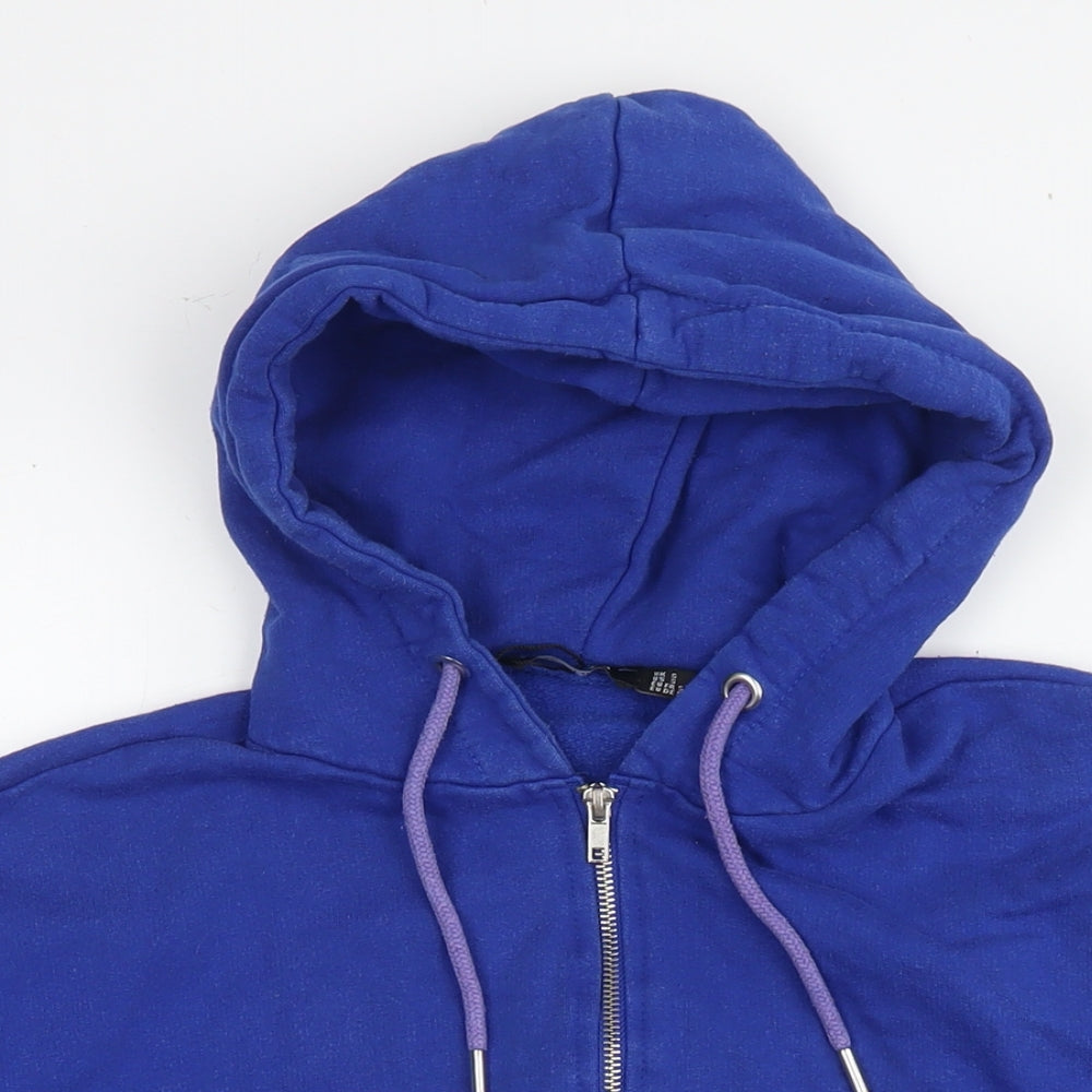 Boohoo Womens Blue Cotton Full Zip Hoodie Size S Zip