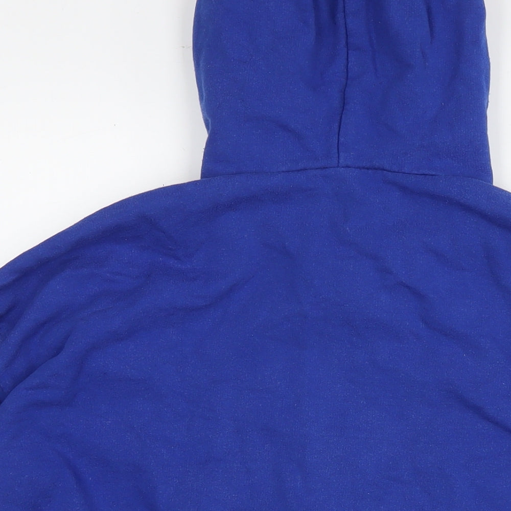 Boohoo Womens Blue Cotton Full Zip Hoodie Size S Zip