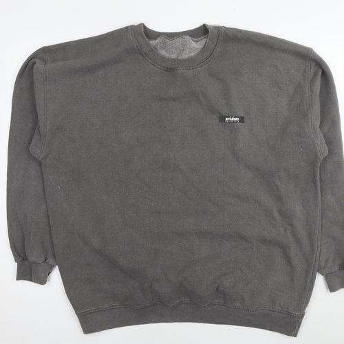 PRETTYLITTLETHING Mens Grey Polyester Pullover Sweatshirt Size S