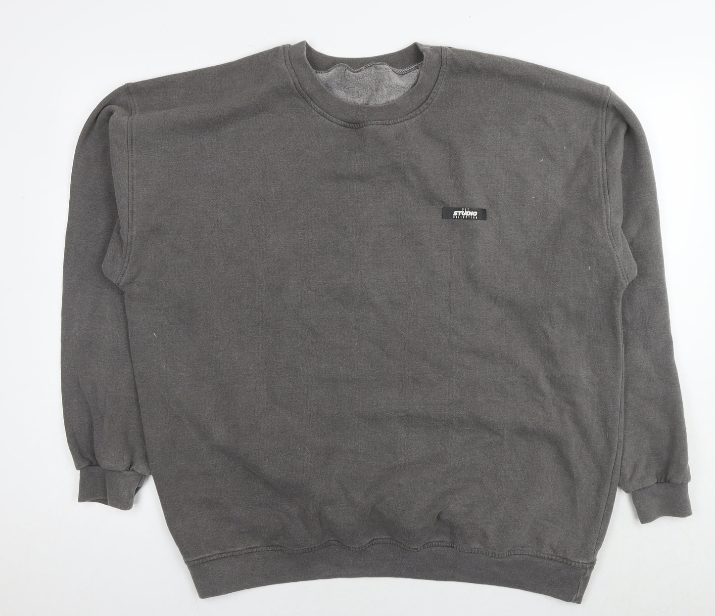 PRETTYLITTLETHING Mens Grey Polyester Pullover Sweatshirt Size S