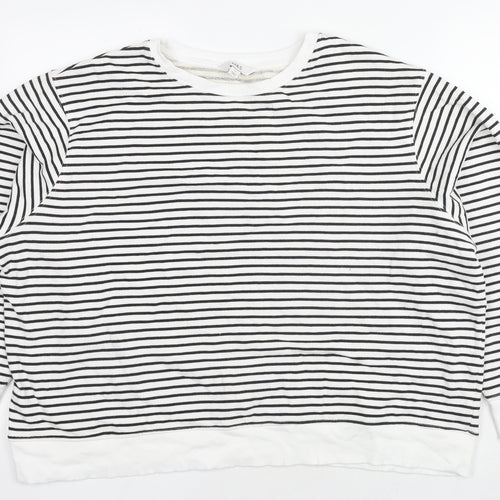 Marks and Spencer Womens White Striped Cotton Pullover Sweatshirt Size XL Pullover