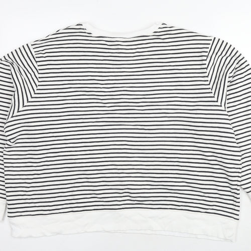 Marks and Spencer Womens White Striped Cotton Pullover Sweatshirt Size XL Pullover