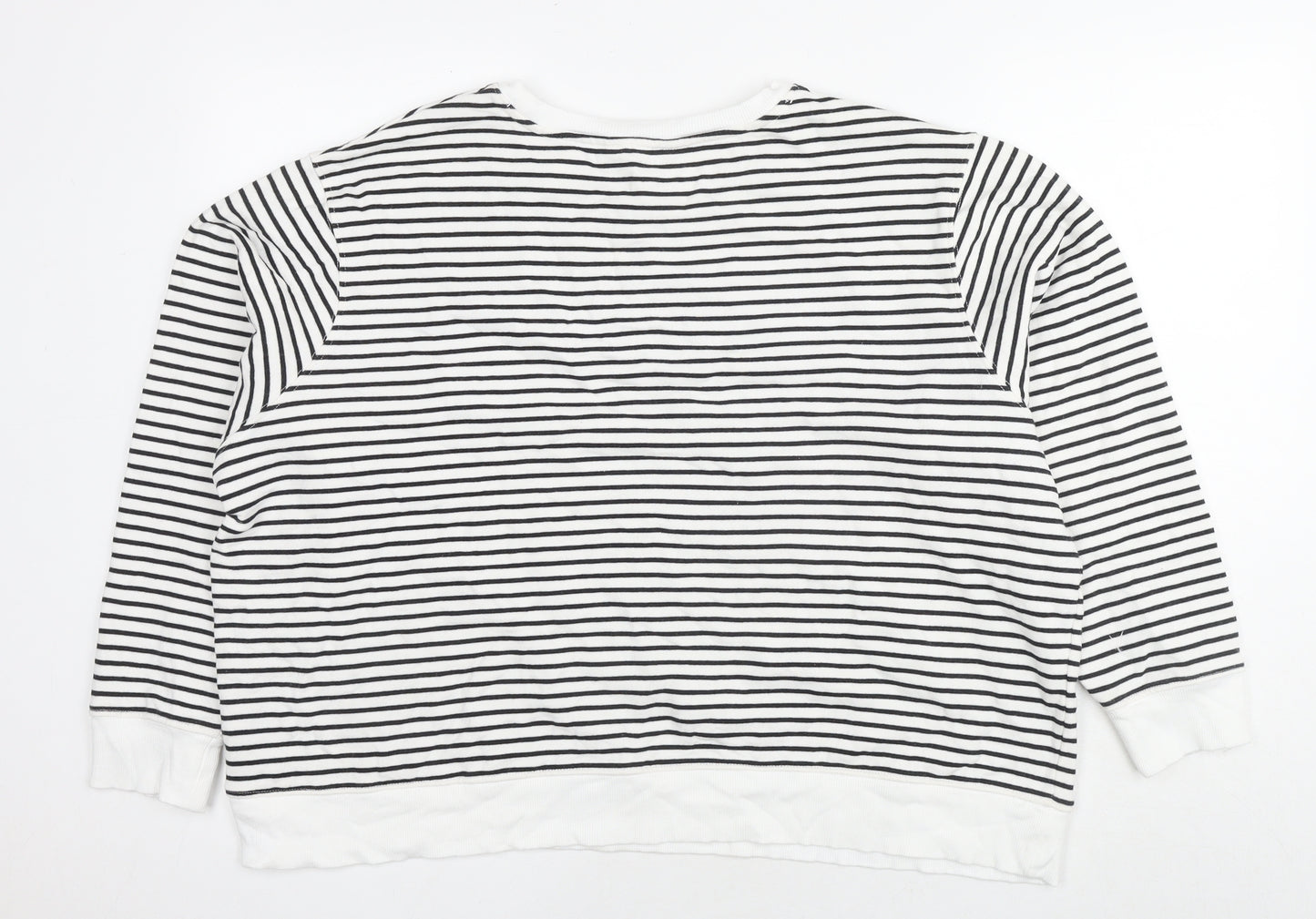Marks and Spencer Womens White Striped Cotton Pullover Sweatshirt Size XL Pullover