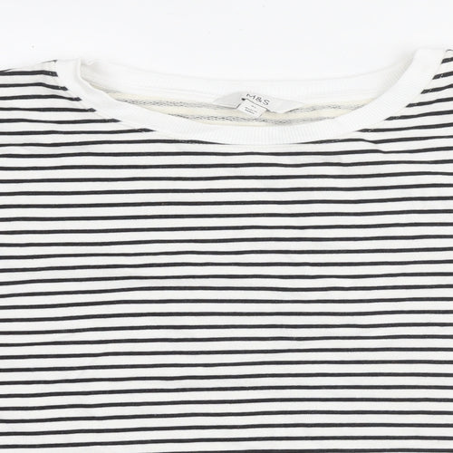 Marks and Spencer Womens White Striped Cotton Pullover Sweatshirt Size XL Pullover