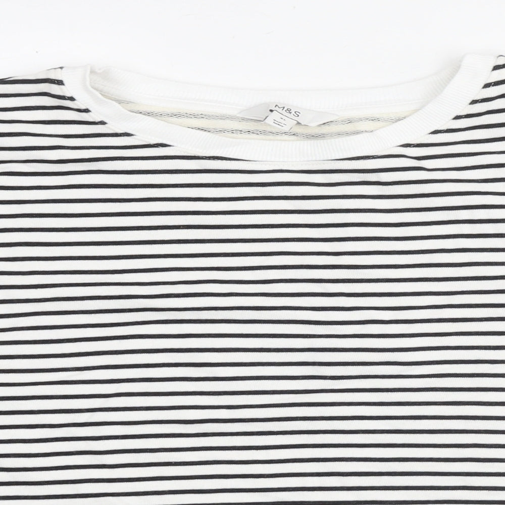 Marks and Spencer Womens White Striped Cotton Pullover Sweatshirt Size XL Pullover
