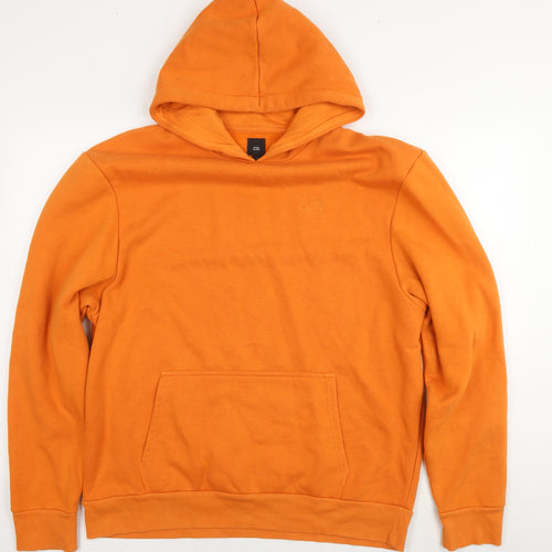 River Island Mens Orange Cotton Pullover Hoodie Size L