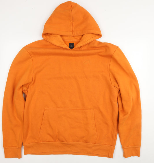 River Island Mens Orange Cotton Pullover Hoodie Size L