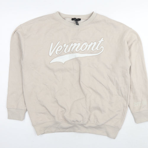 New Look Womens Beige Cotton Pullover Sweatshirt Size S Pullover - Vermont