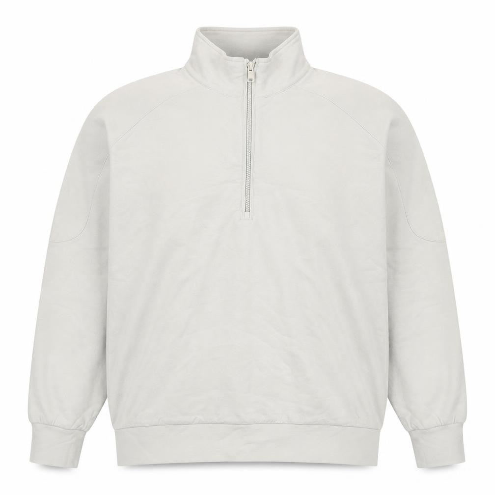 Front view of Mango men’s ivory cotton pullover sweatshirt, size S